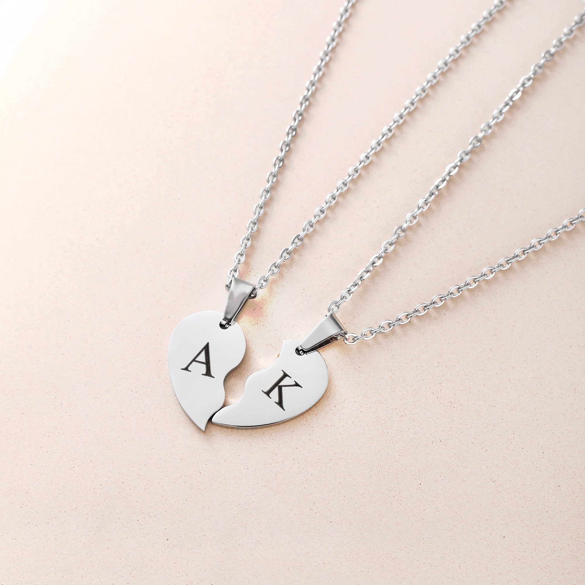 Personalised Split Heart Necklace - NE012