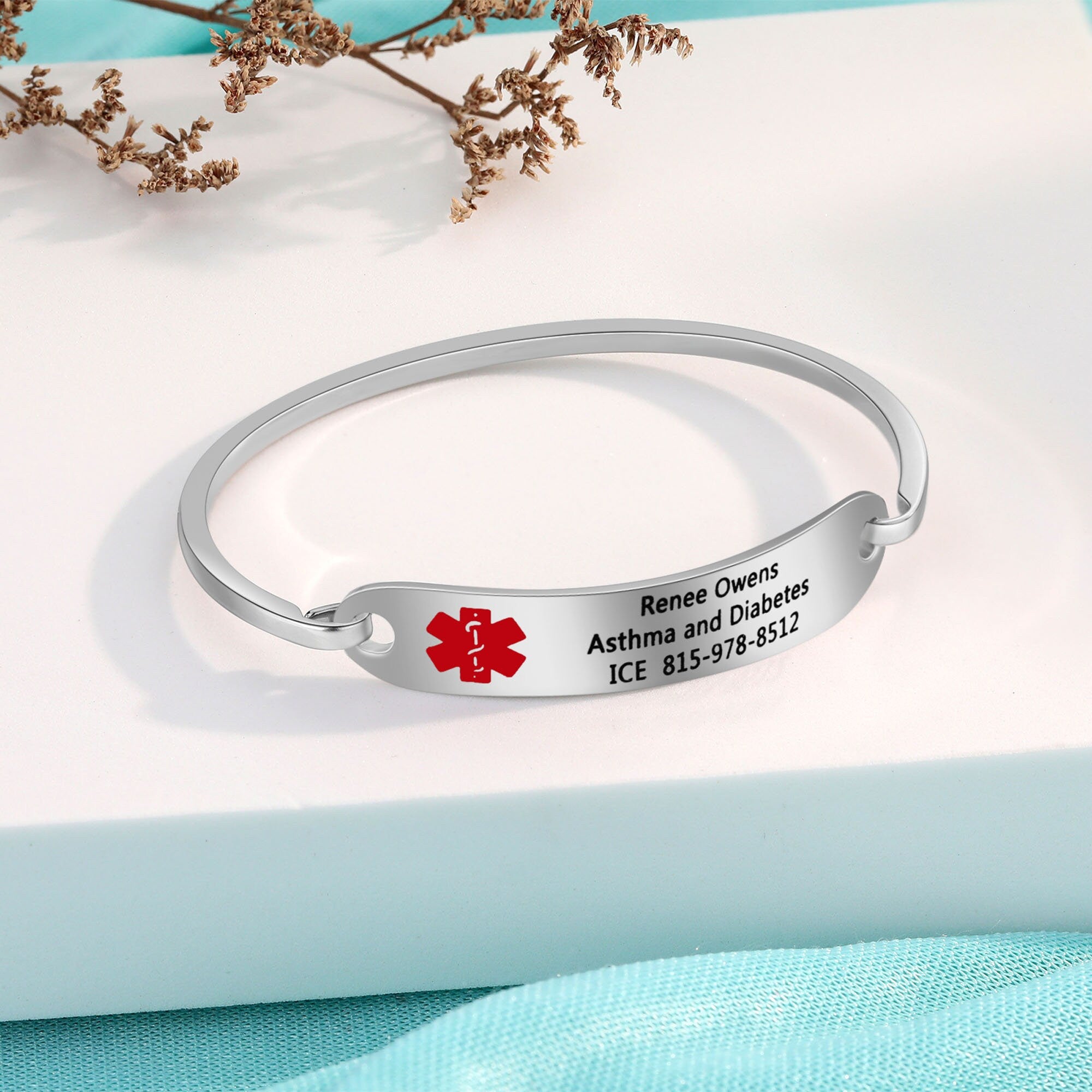 Medical Alert Bracelet Women, Custom Medical ID Bracelet, Stainless Steel Medical alert Bracelet, Mother's Day Gift, Gift for Her