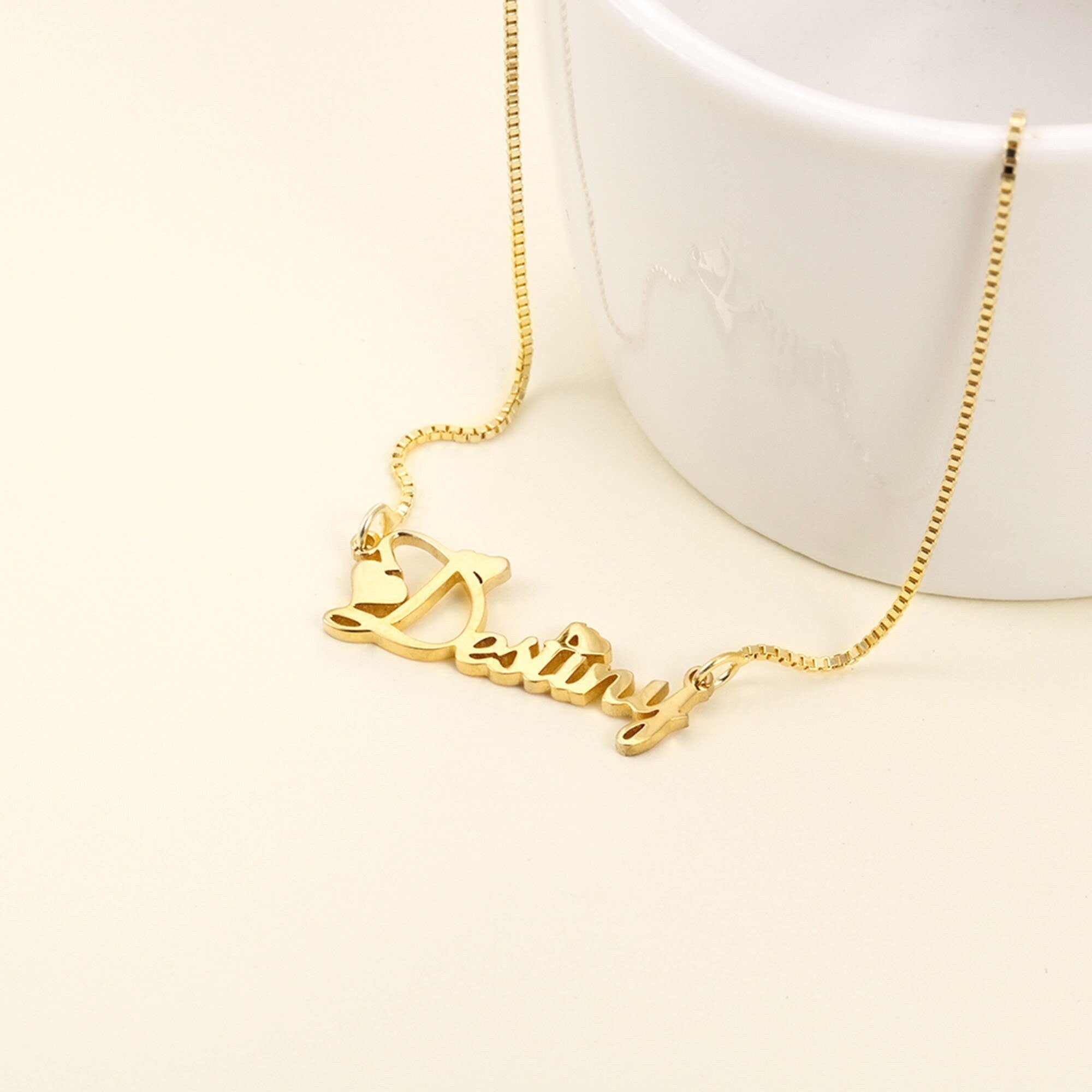 Custom Name Necklace with Box Chain,Gold Name Necklace, 925 Sterling Silver Name Necklace, Gift for Her, Mother's day Gift