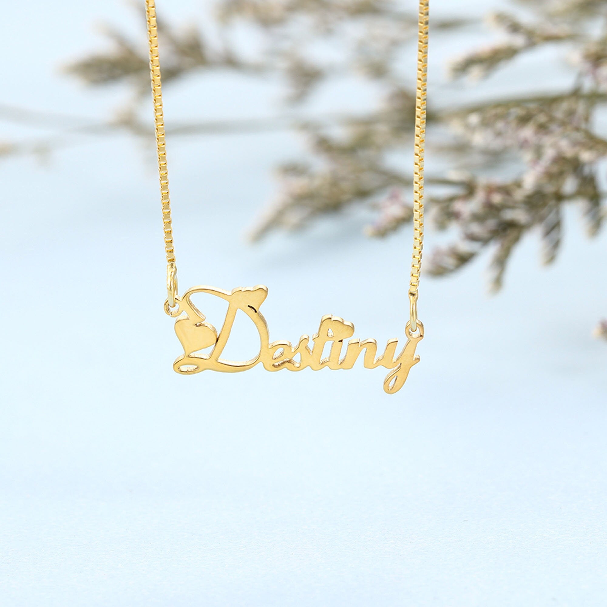 Custom Name Necklace with Box Chain,Gold Name Necklace, 925 Sterling Silver Name Necklace, Gift for Her, Mother's day Gift