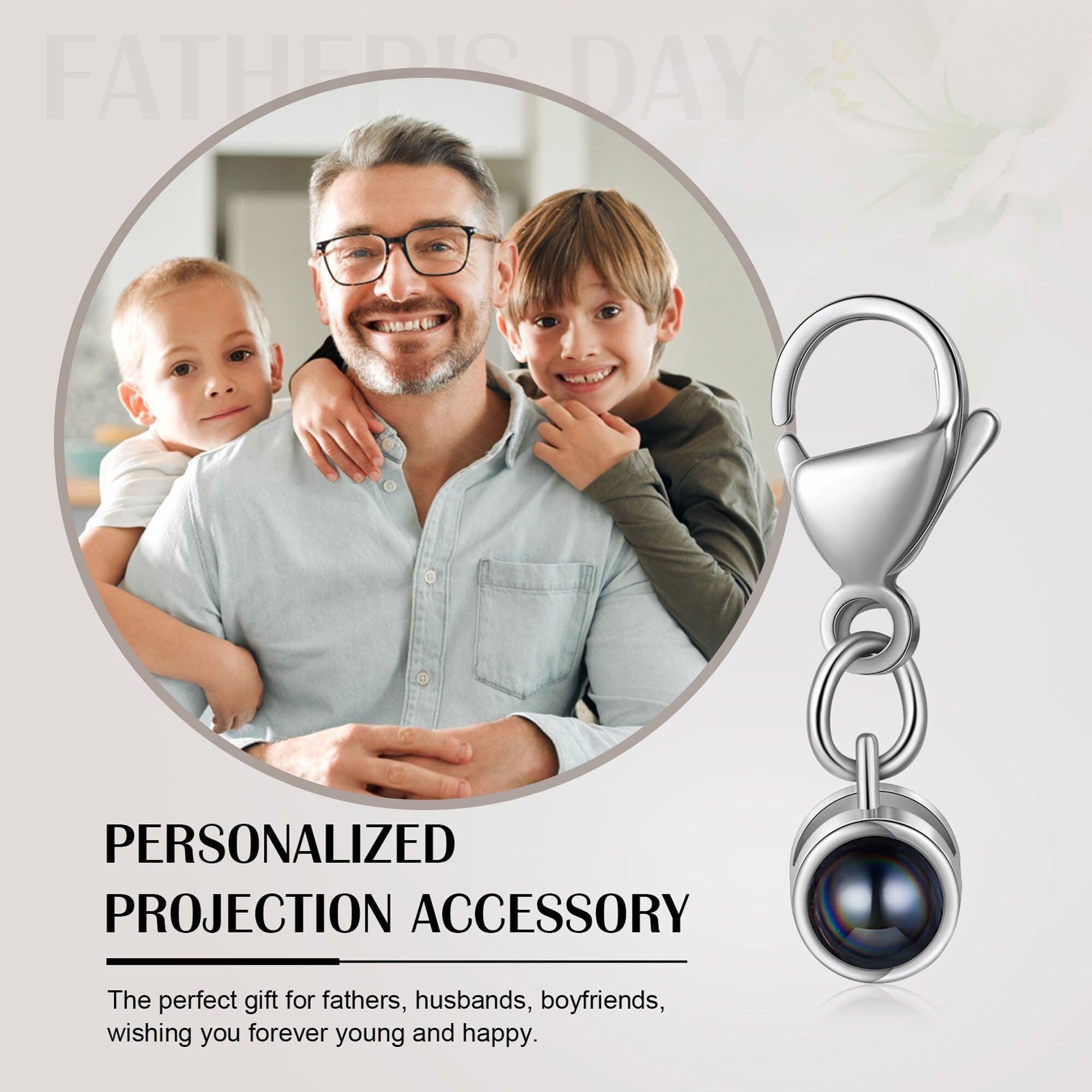 Personalised Projection Photo Keychain , Custom Text Projection Keyring, Mother's Day Gift, Father's day Gift,Pet Memorial Gifts