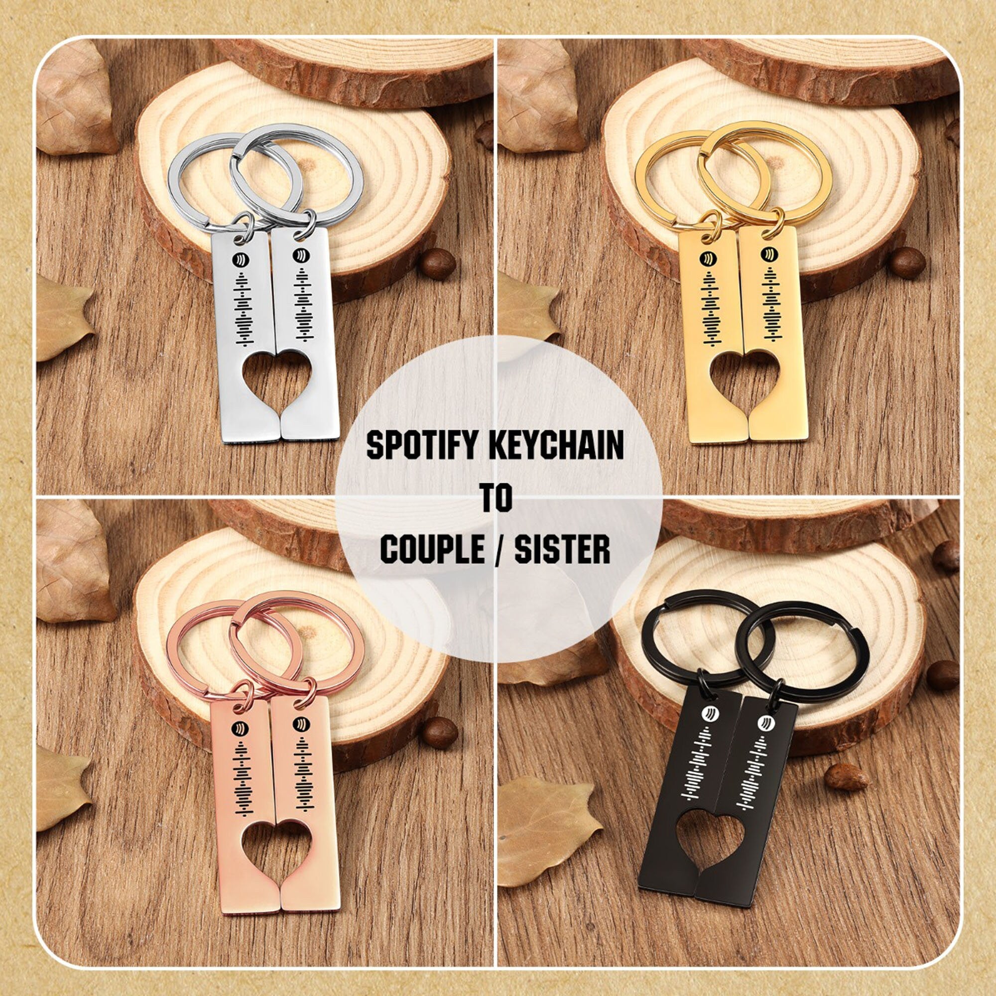 Personalised Spotify Couple Keychain, Music Code Keyring, Music Scannable Keychain,Wedding Song Keychain,Music Gifts, Annversary Gifts