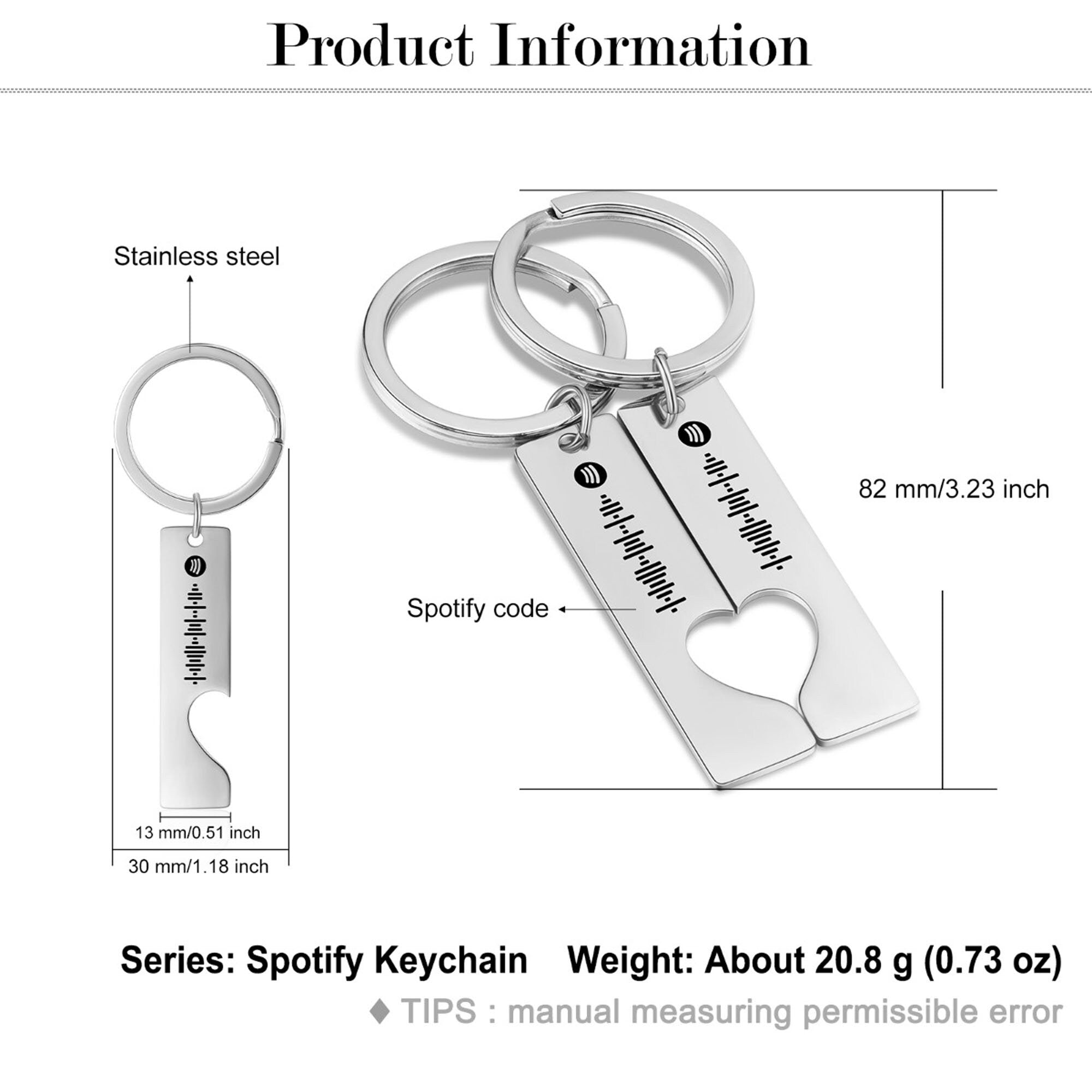 Personalised Spotify Couple Keychain, Music Code Keyring, Music Scannable Keychain,Wedding Song Keychain,Music Gifts, Annversary Gifts