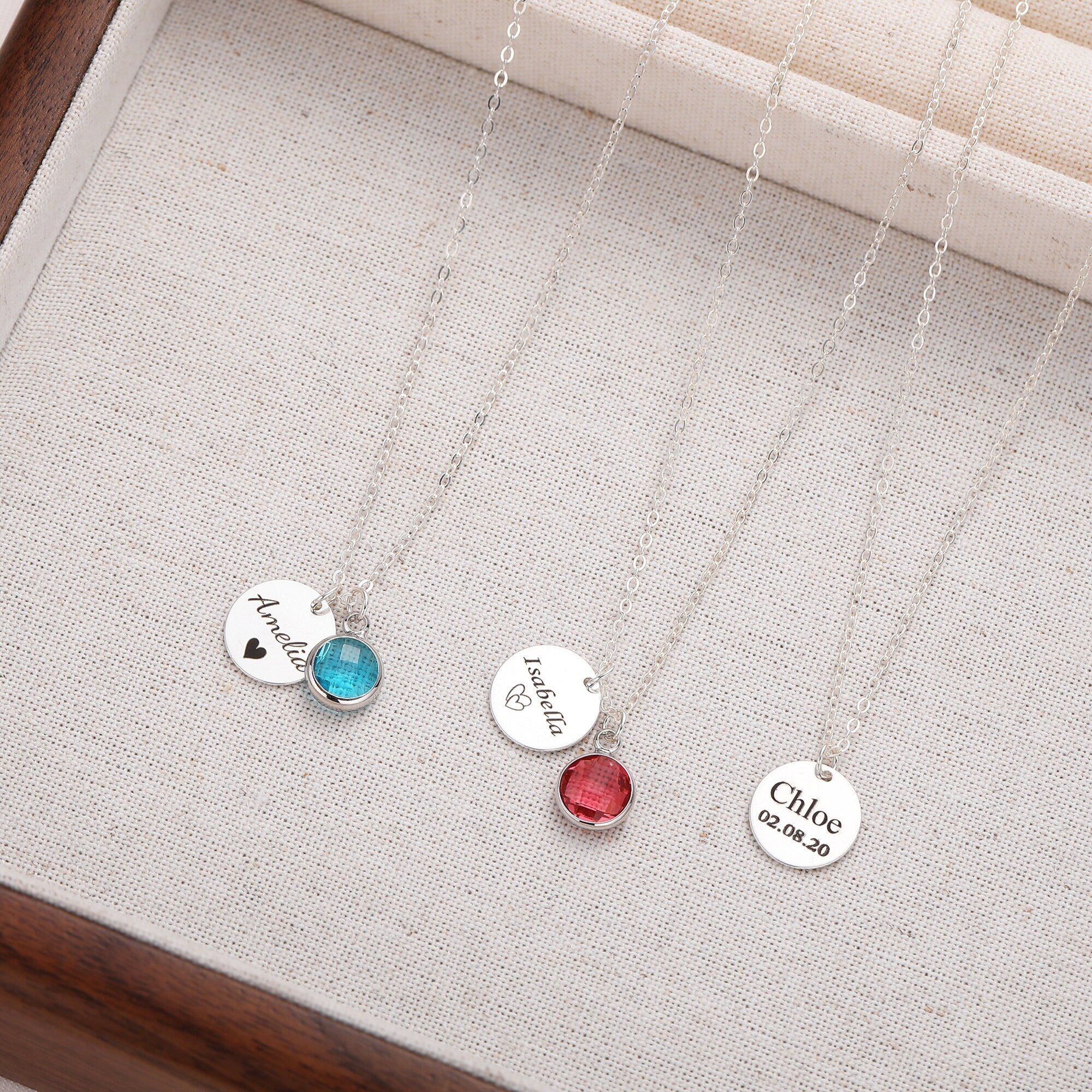 Sterling Silver Initial necklace with Birthstone, Sterling Silver Name necklace , Personalised Gifts, Mother's Day Gift, Gift for Her