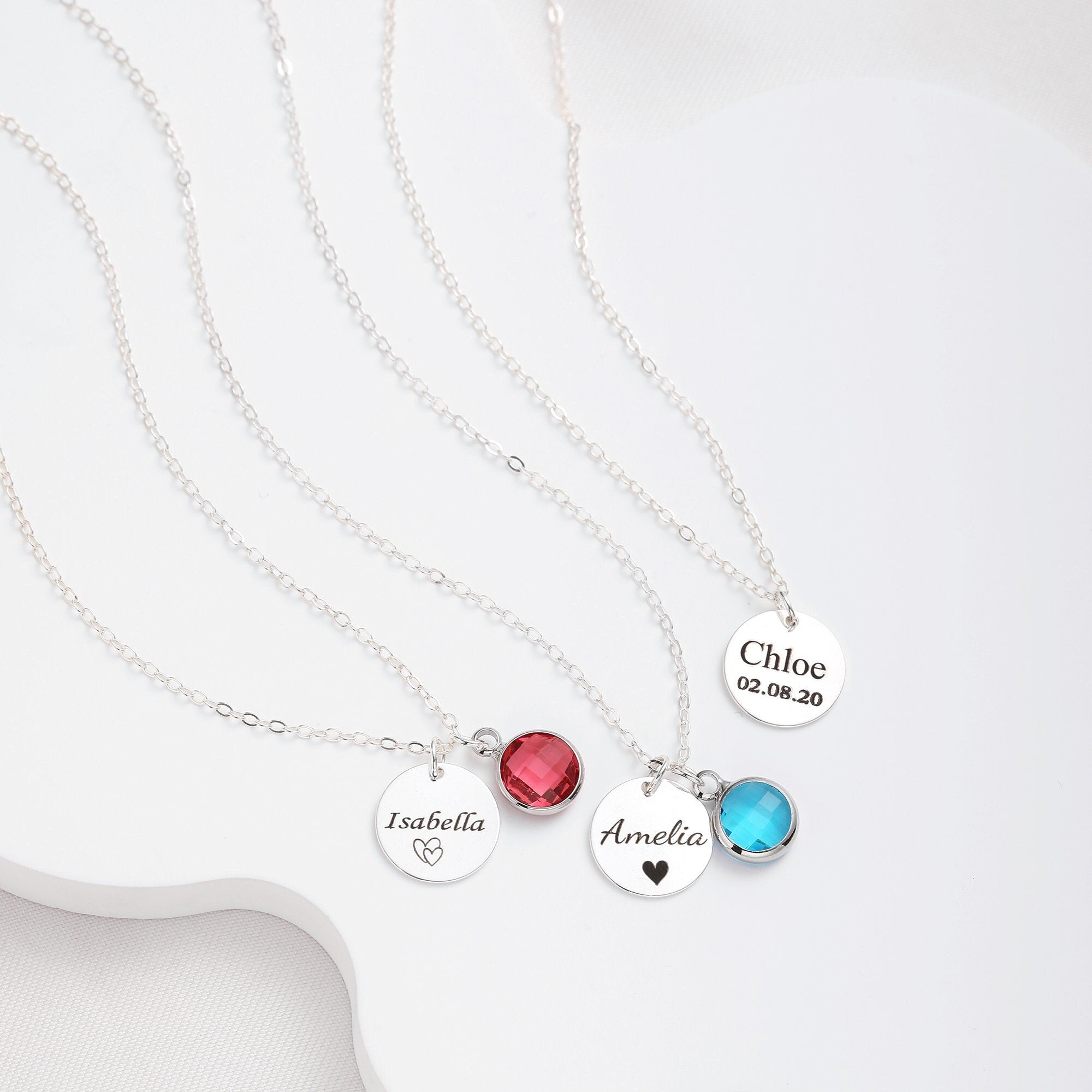 Sterling Silver Initial necklace with Birthstone, Sterling Silver Name necklace , Personalised Gifts, Mother's Day Gift, Gift for Her