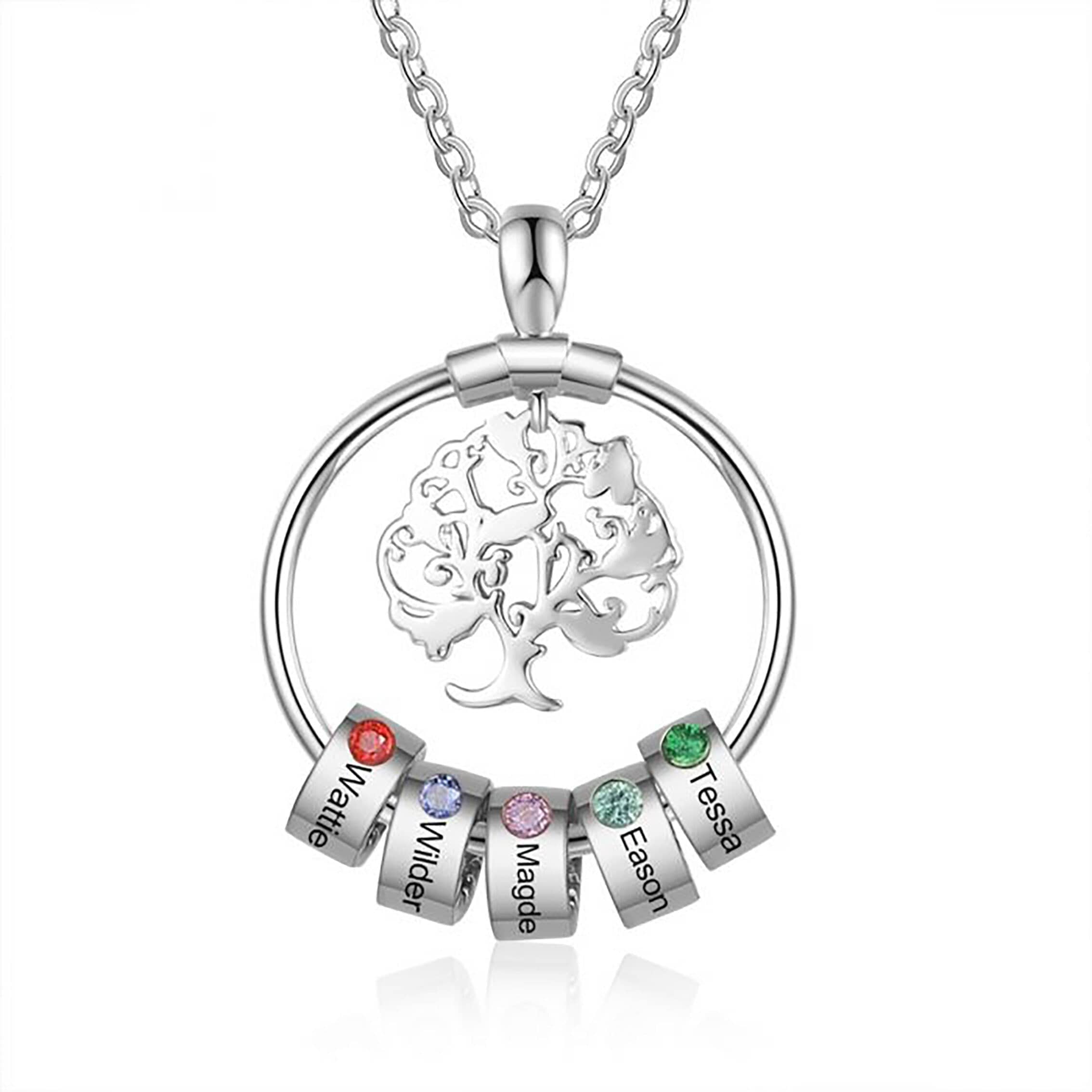 family tree necklace with names