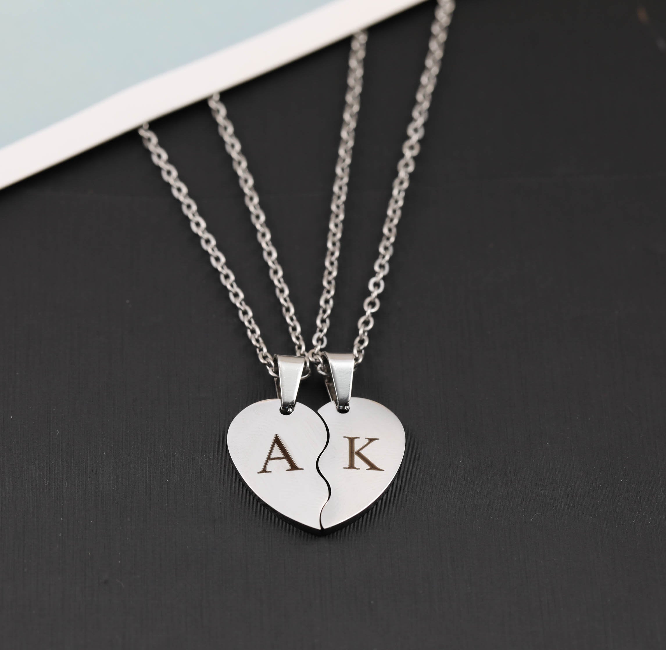 Personaalised Lovers Necklace, Couple Necklace, Split Heart Shape Necklace,Friendship Necklace,Gift for Valentine's day. Gift for Her