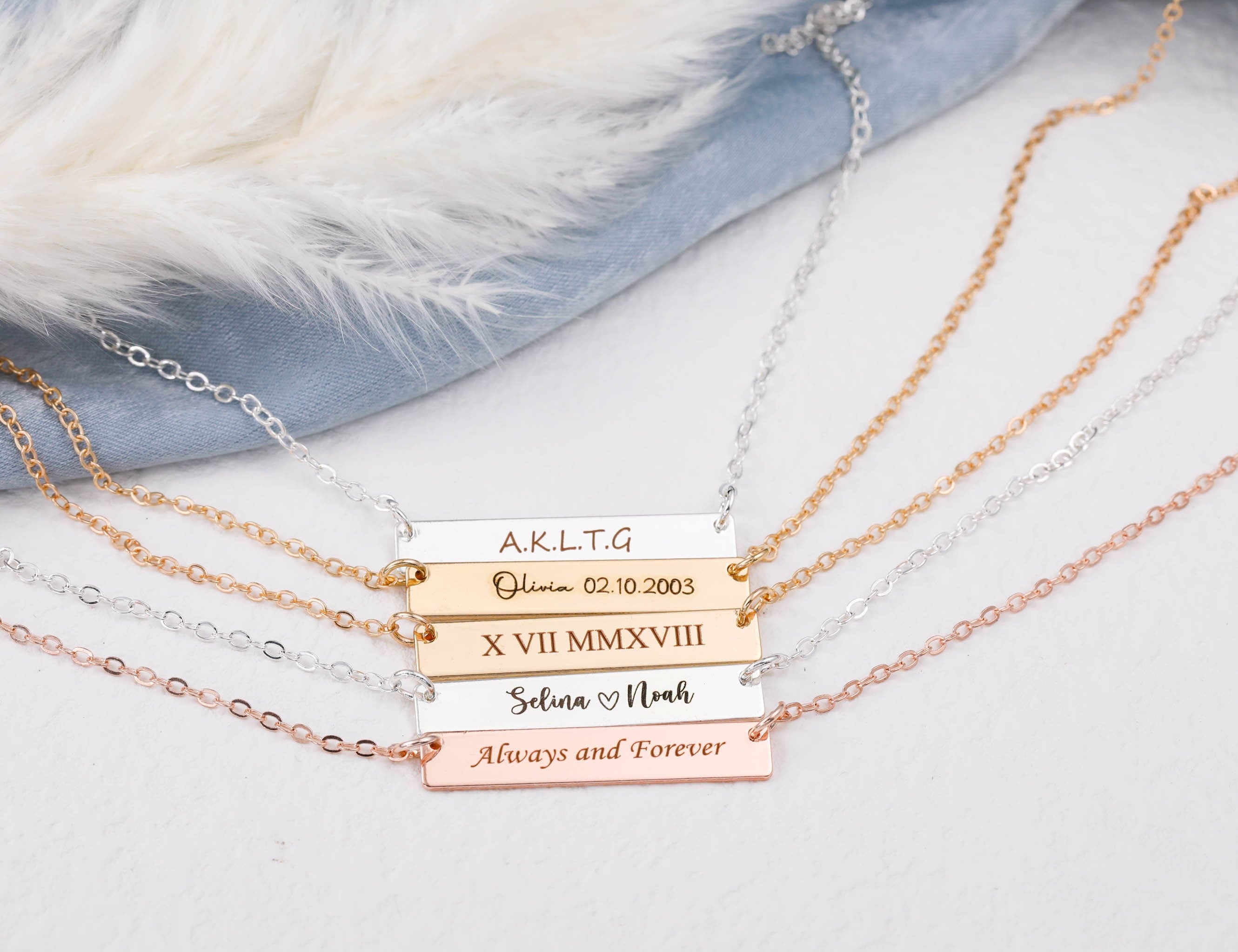 Personalised Bar Necklace, Gold Bar Necklace,Layering Necklace,Name Necklace,Dates Necklace, Mothers Day Gift, Gift for Her