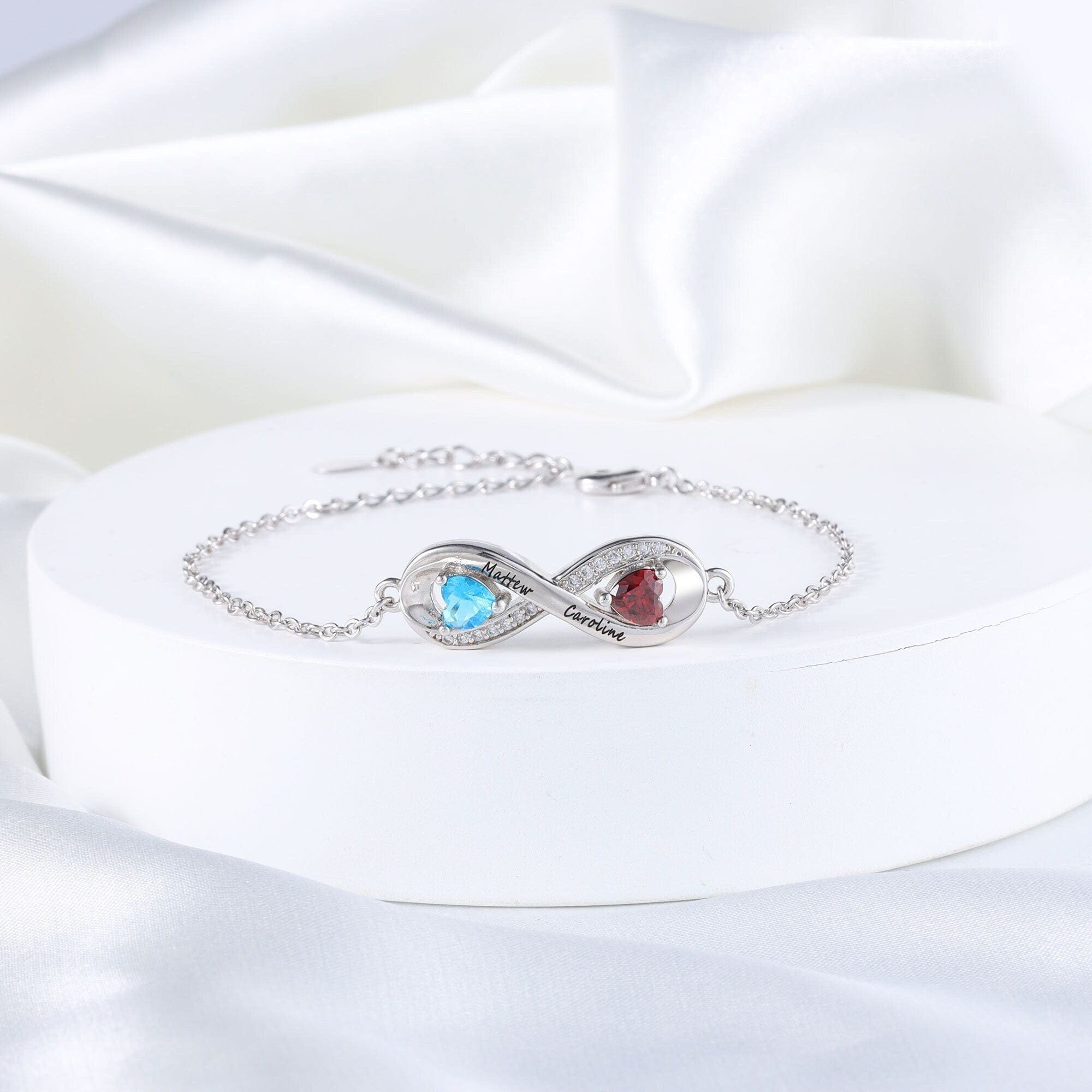 personalised infinity bracelet with birthstone