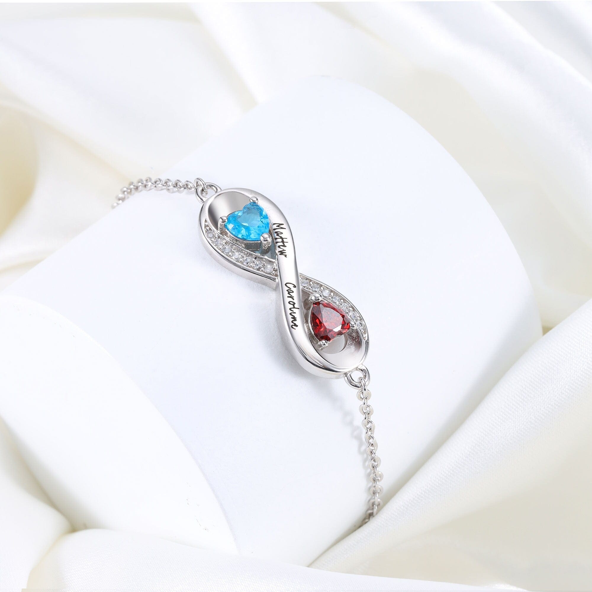 personalised infinity bracelet with birthstone