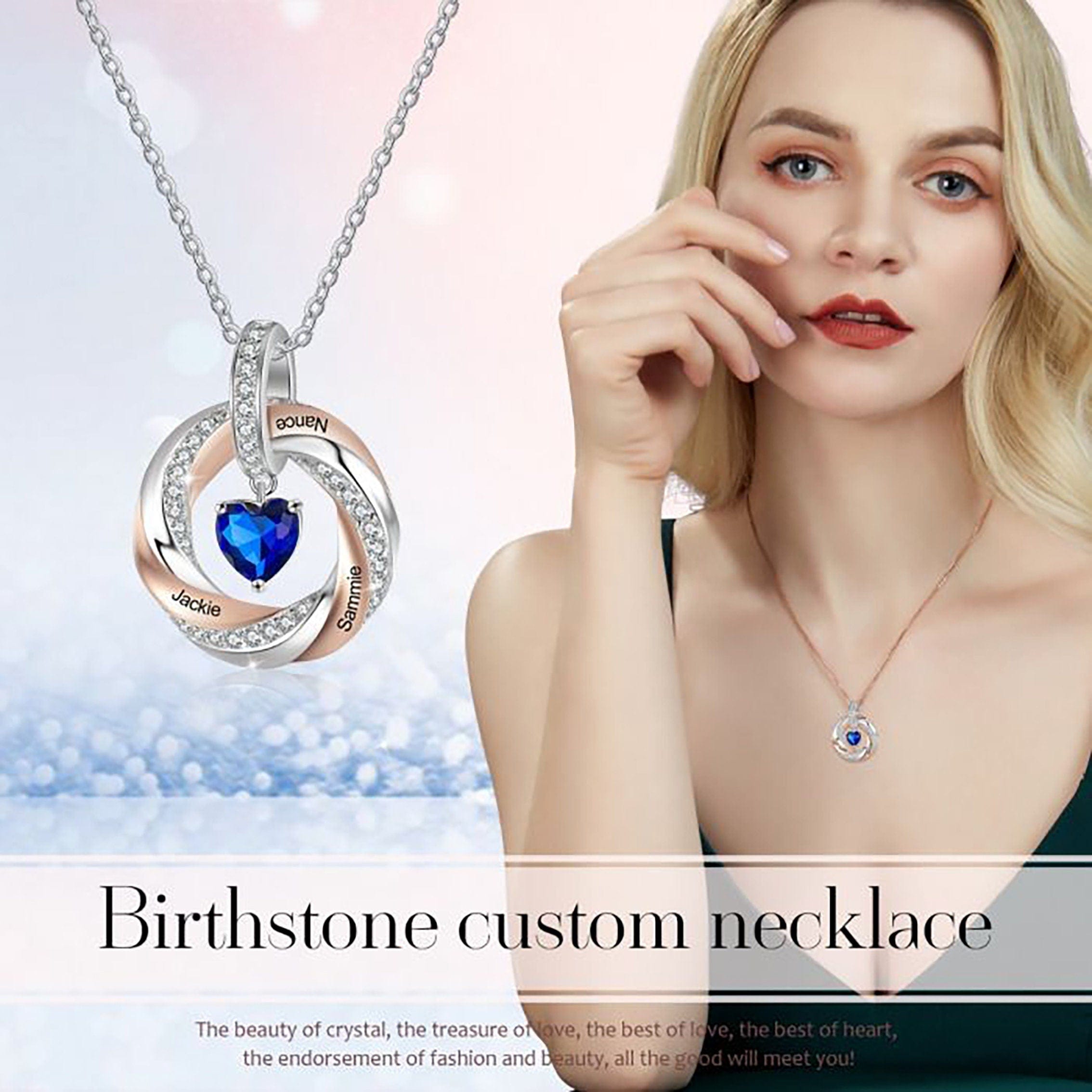 Heart Necklace with Birthstone