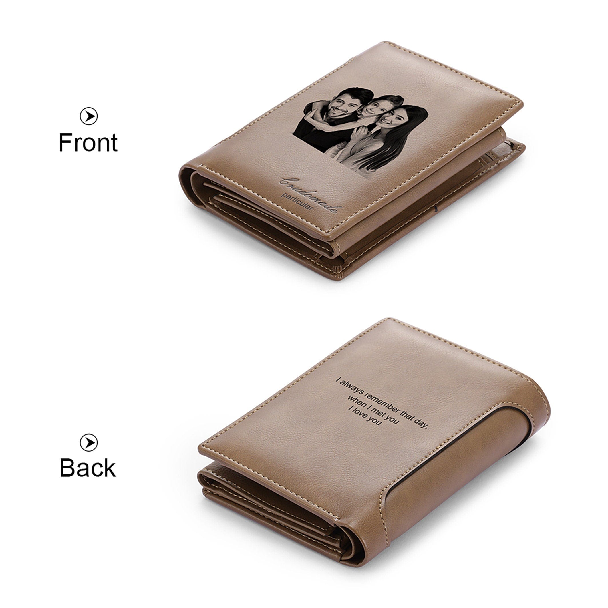 Personalised Men's Leather Wallet with engraved photo