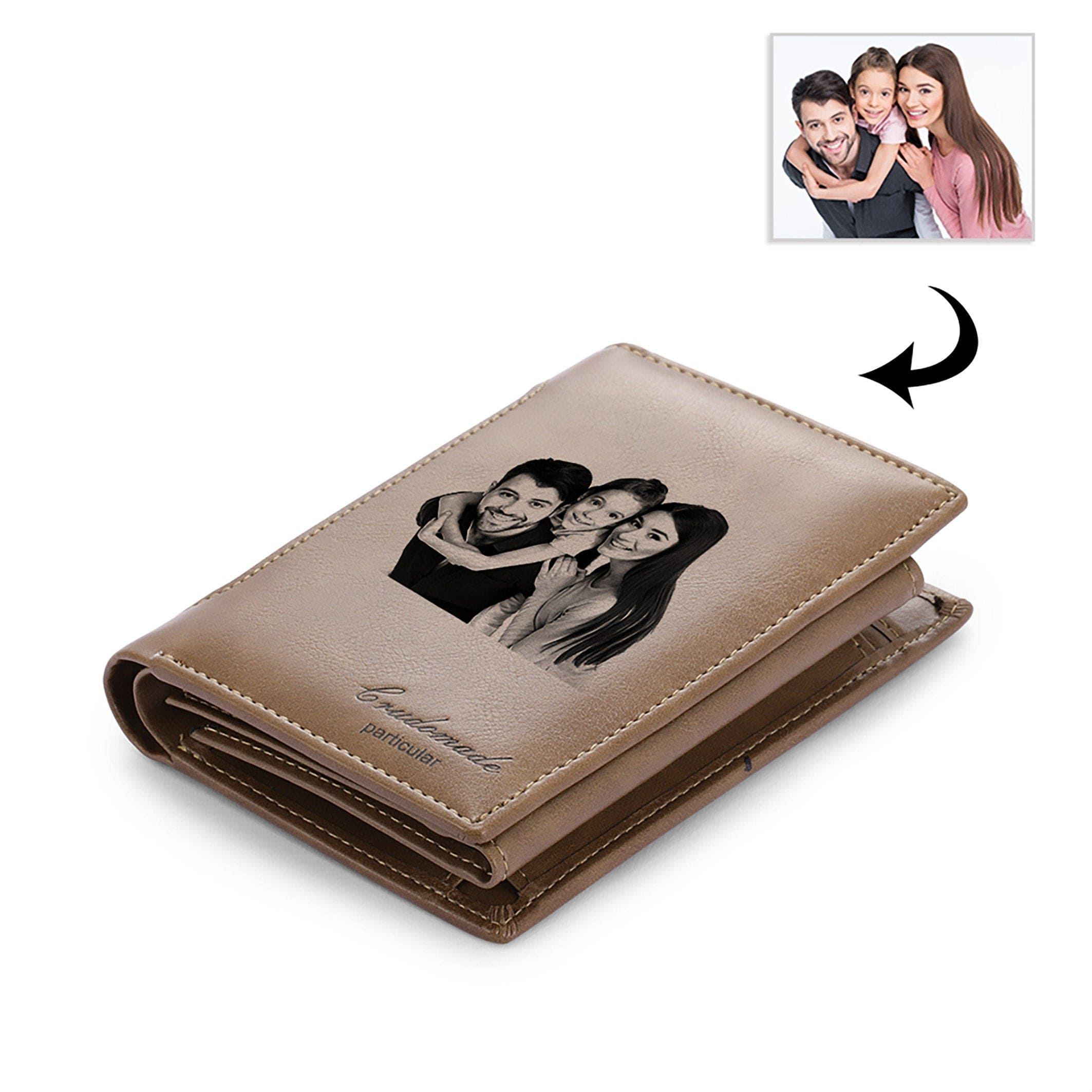 Personalised Men's Leather Wallet with engraved photo