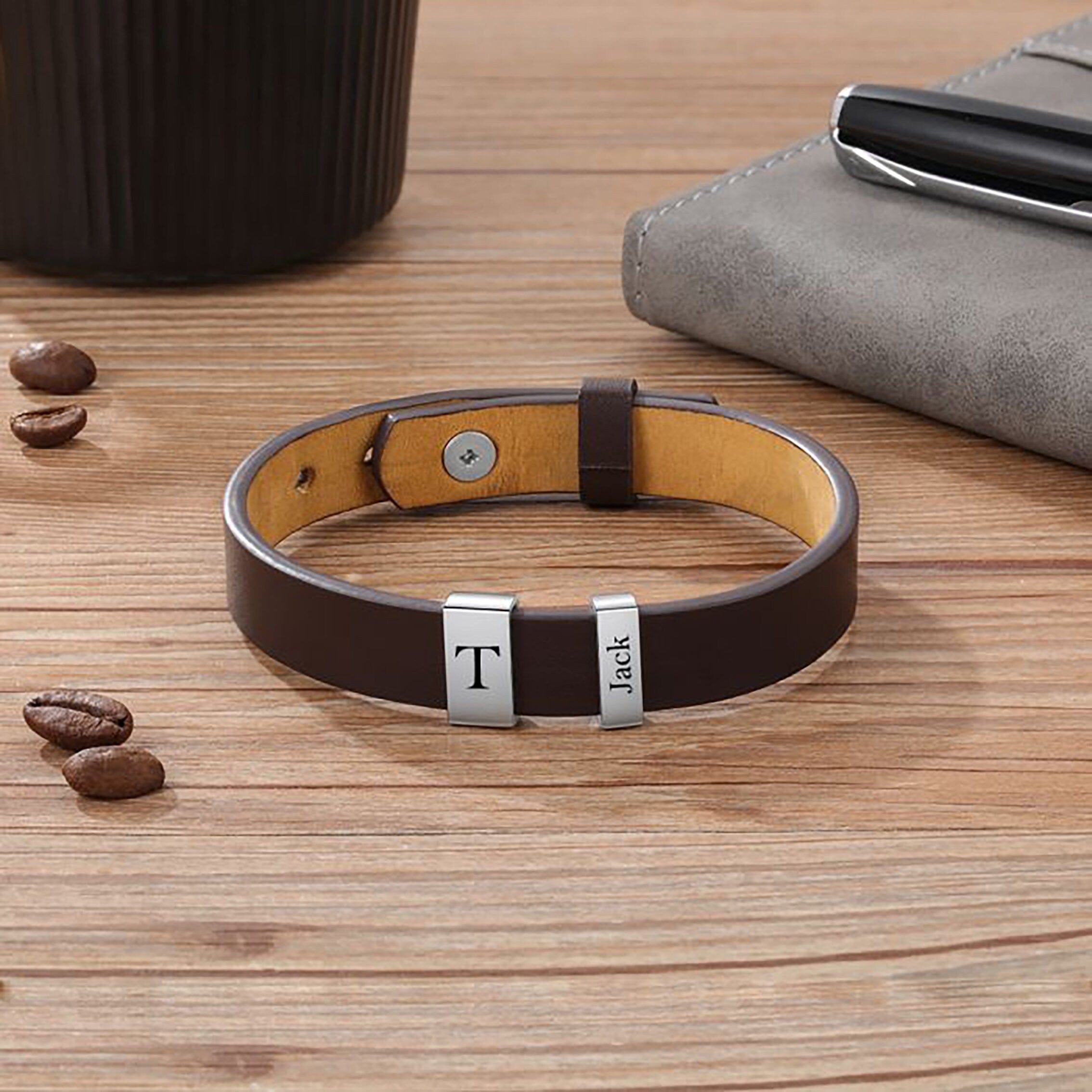 men's personalised leather bracelet australia