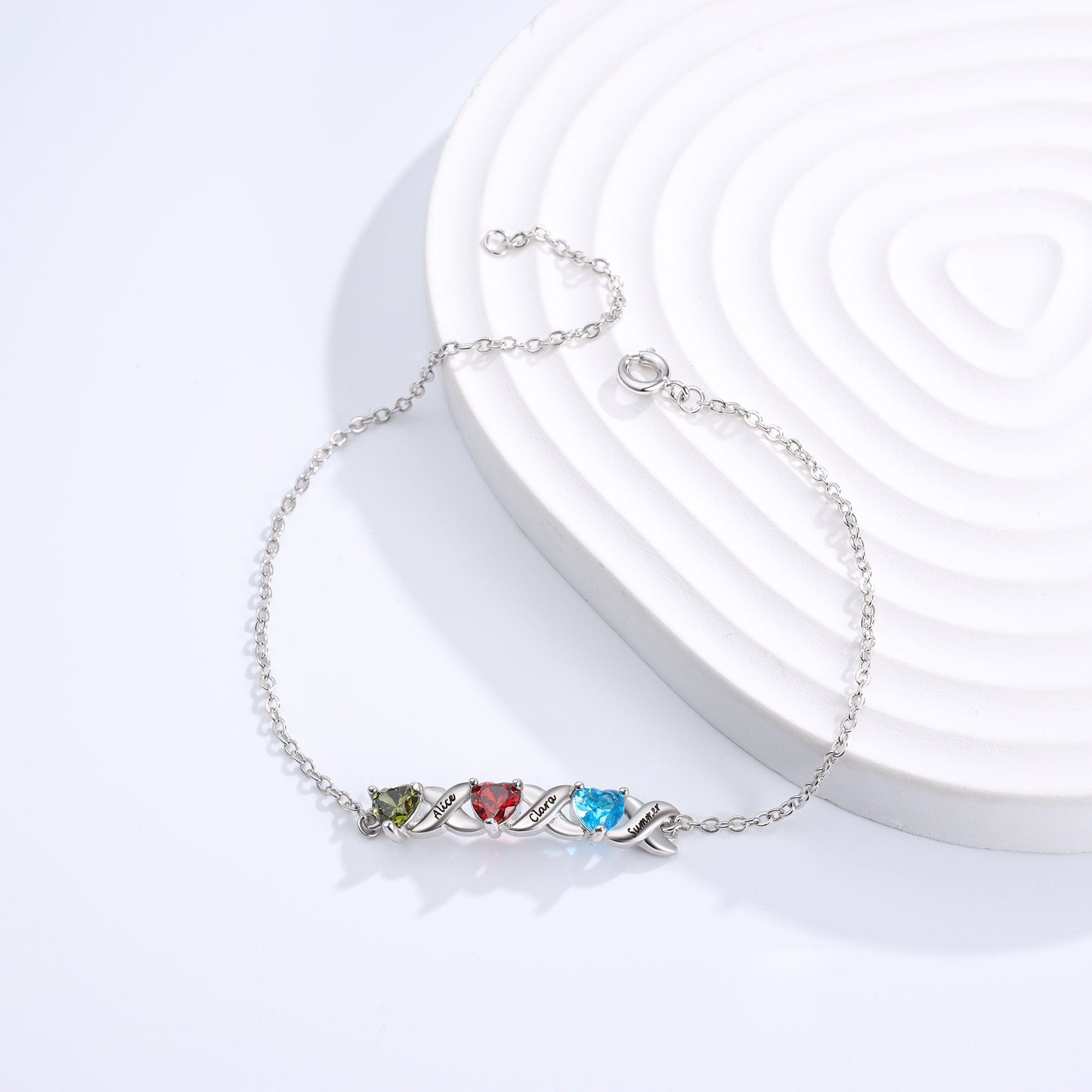 name bracelet with birthstone