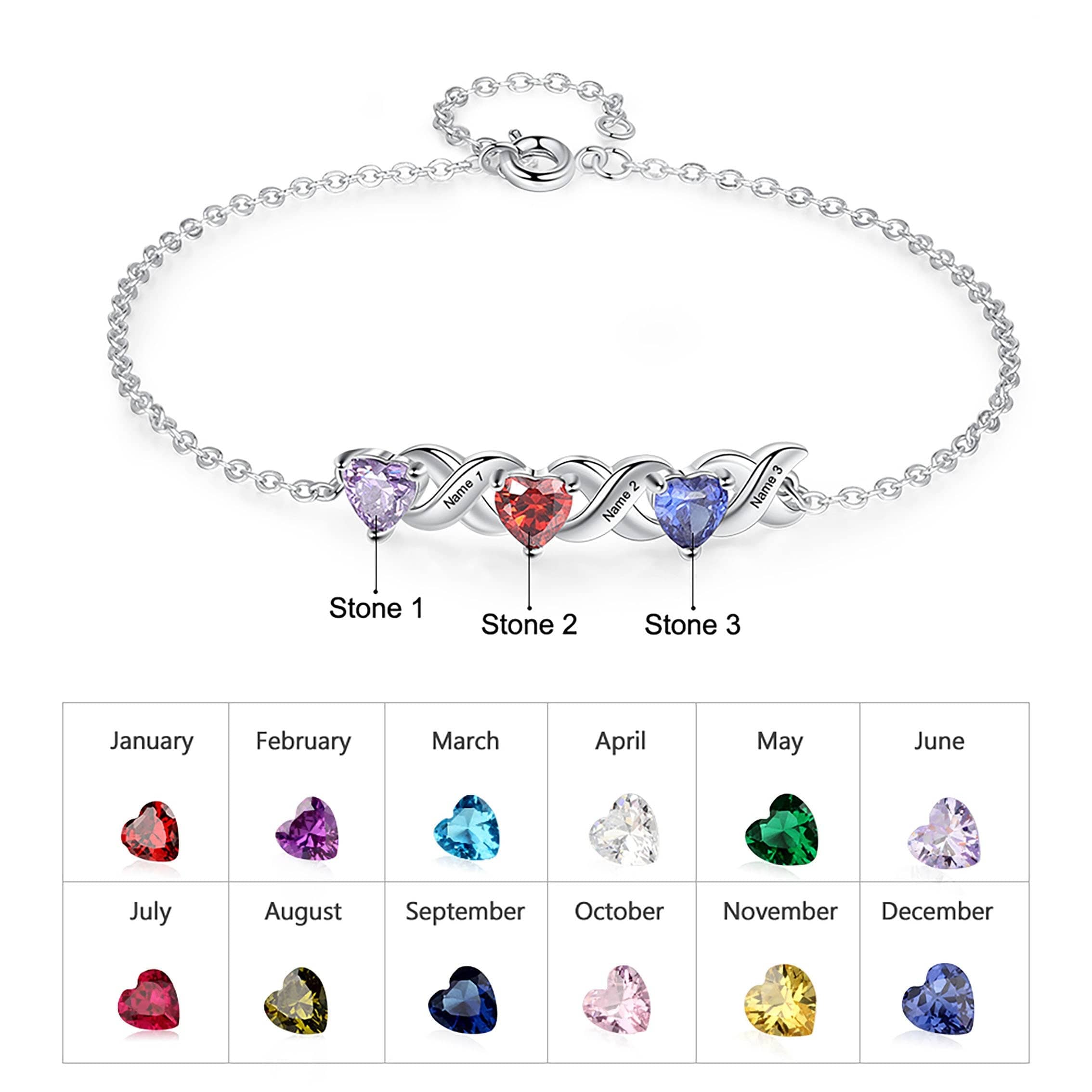 name bracelet with birthstone