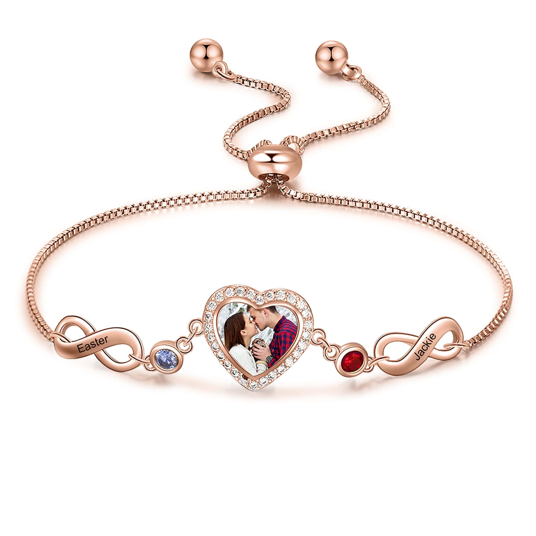 Personalised Photo Bracelet with Infinity Charm and birthstone