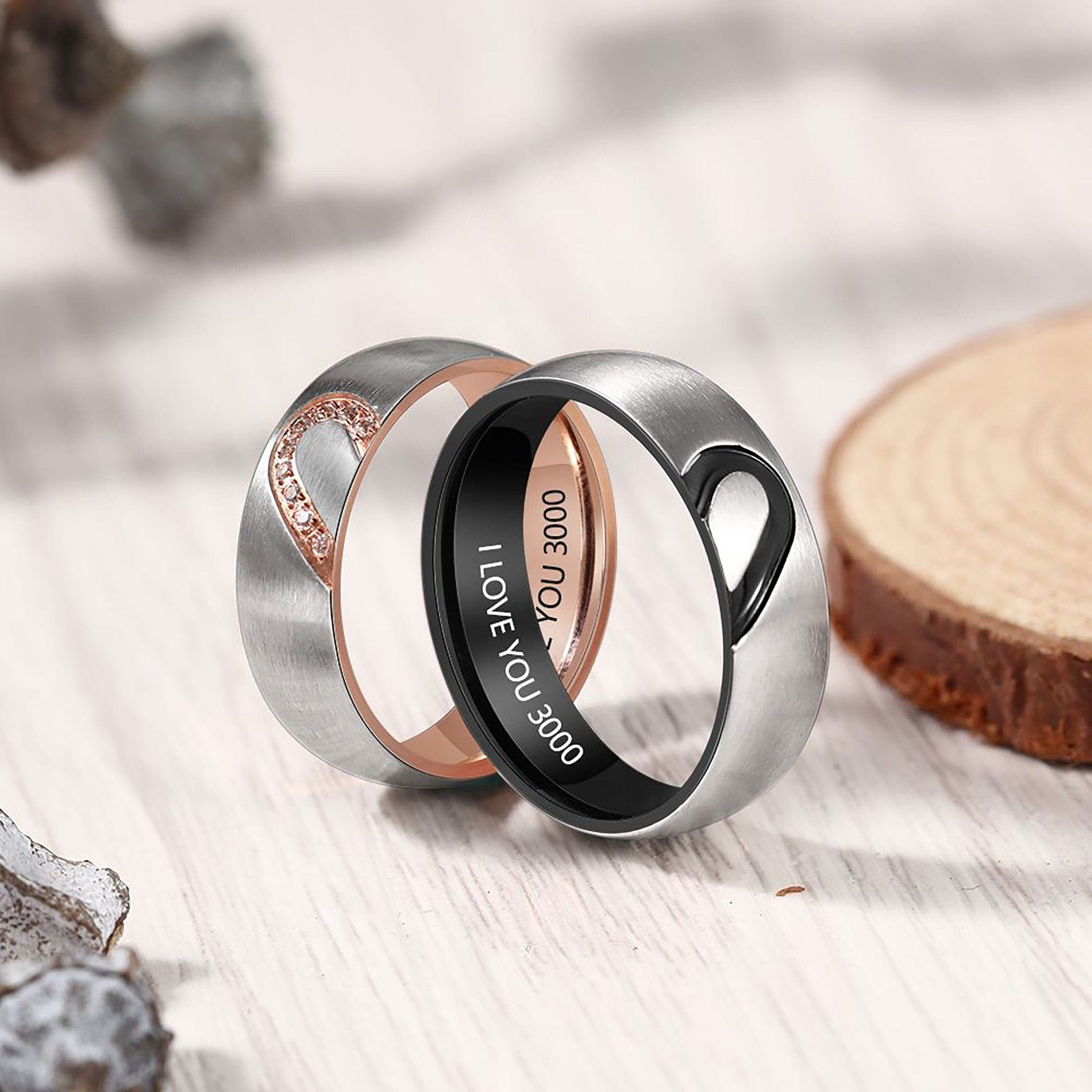 Personalised Stainless Steel Couple Rings