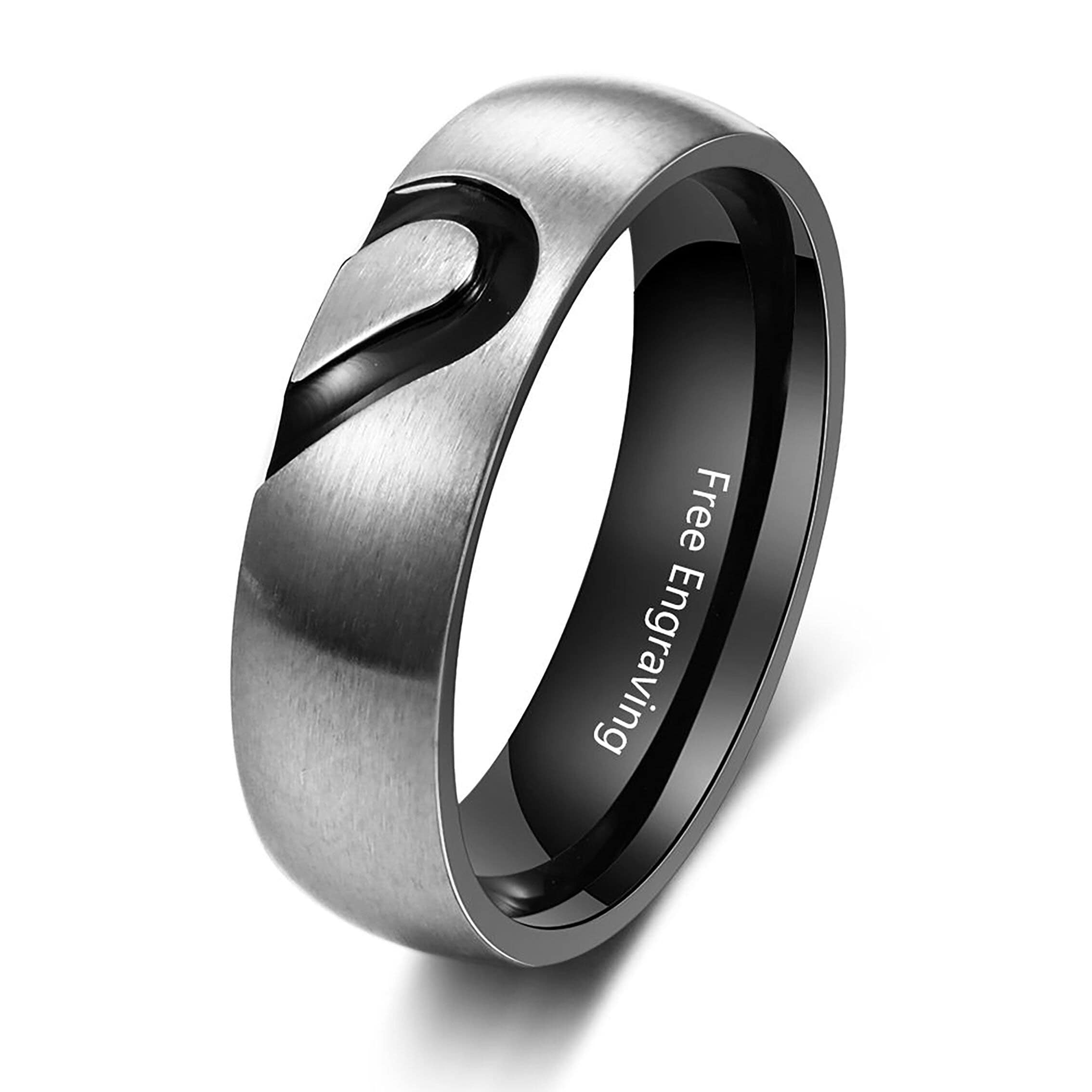 Personalised Stainless Steel Couple Rings