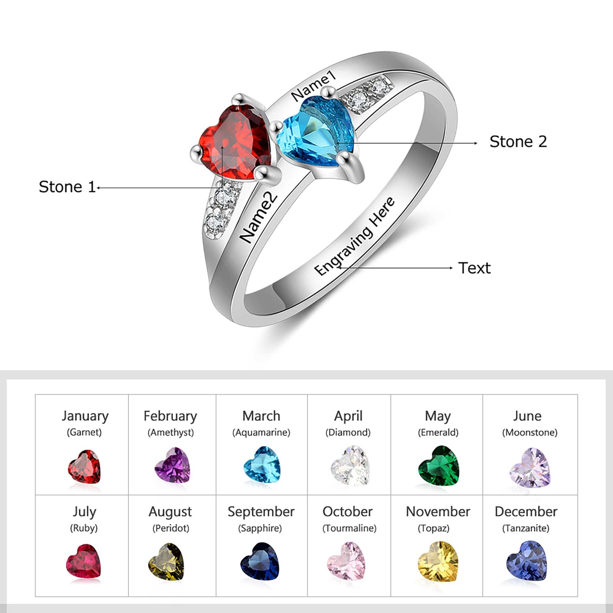 Sterling Silver Birthstone Ring