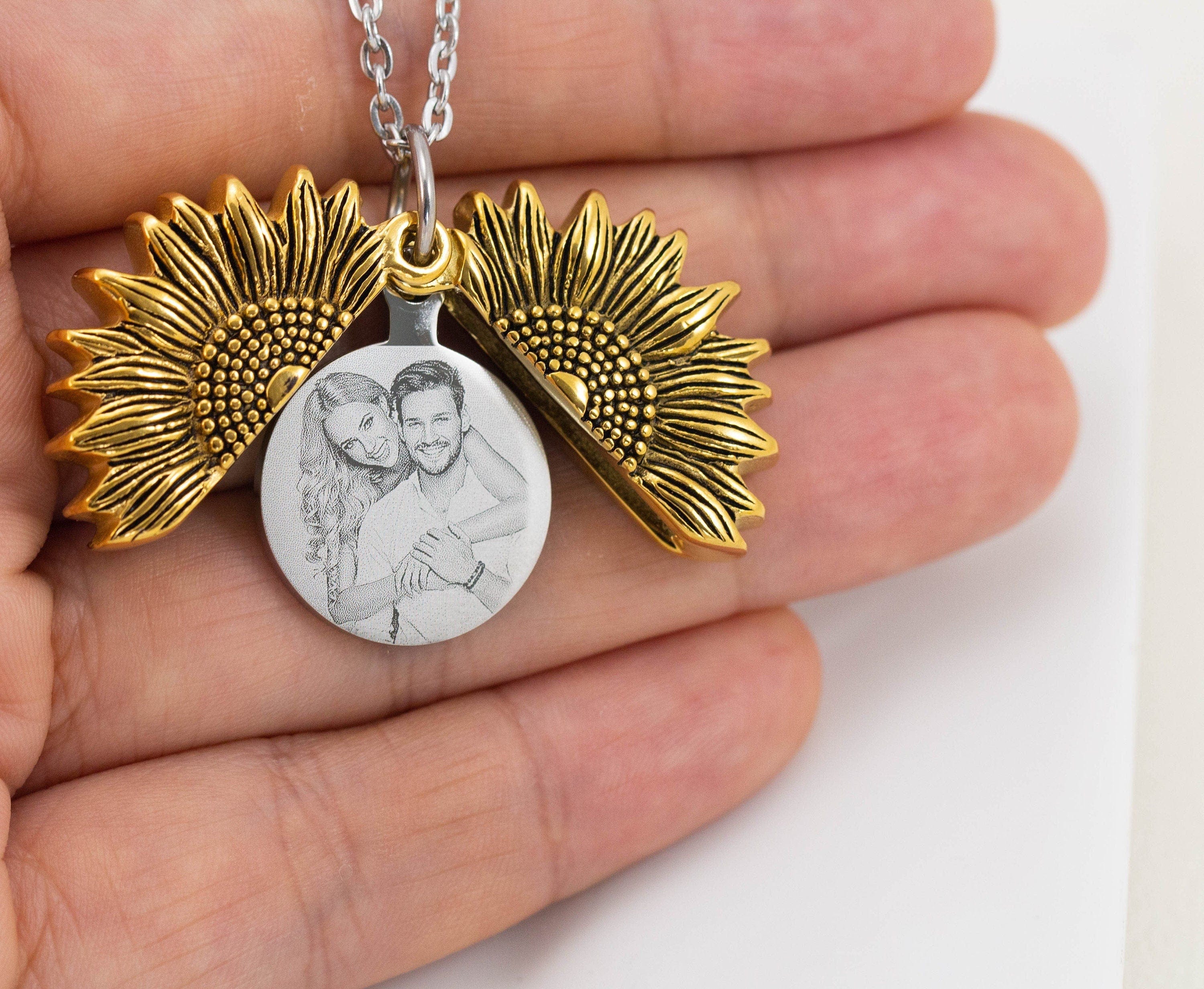 Sunflower Photo Locket Necklace