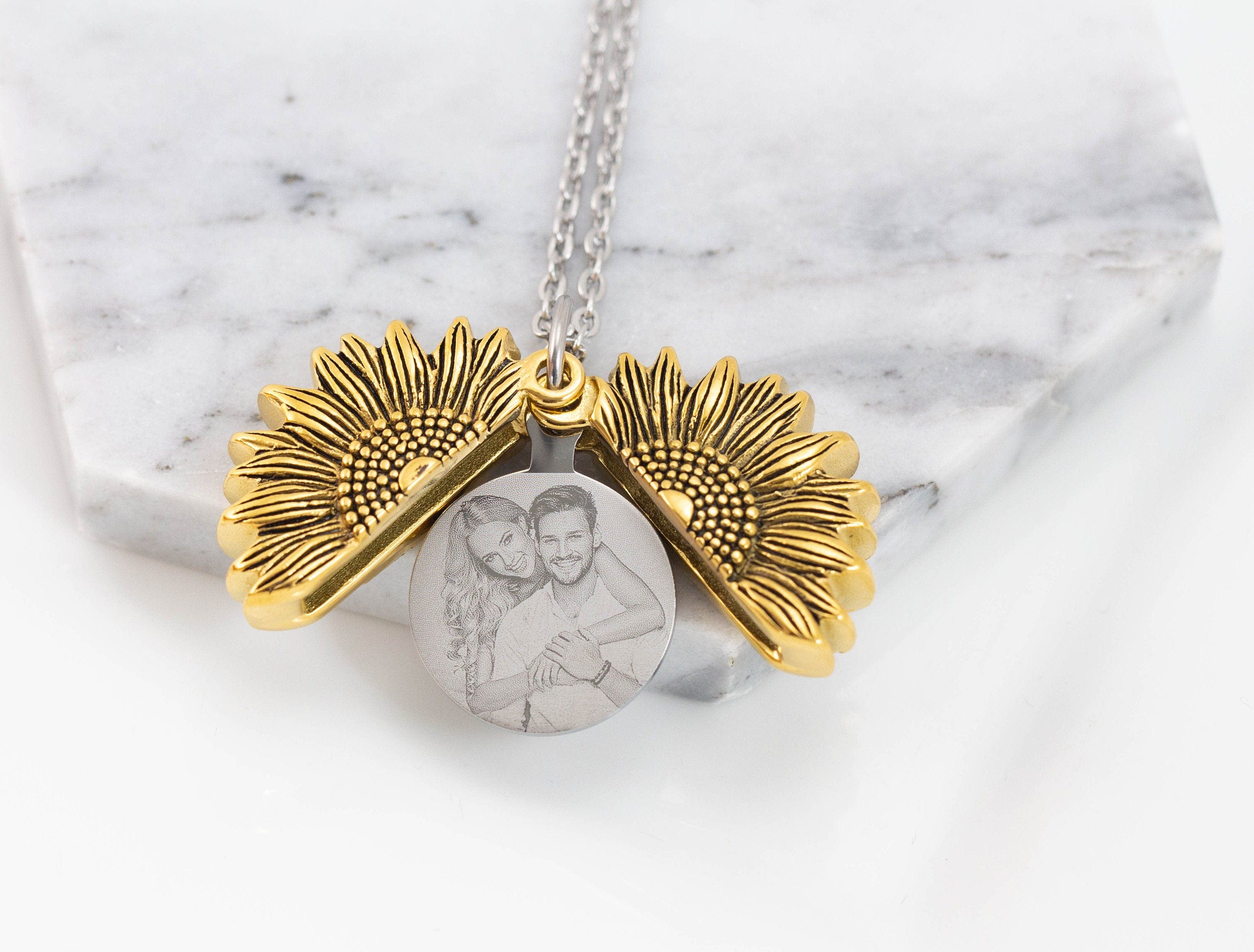 Sunflower Photo Locket Necklace