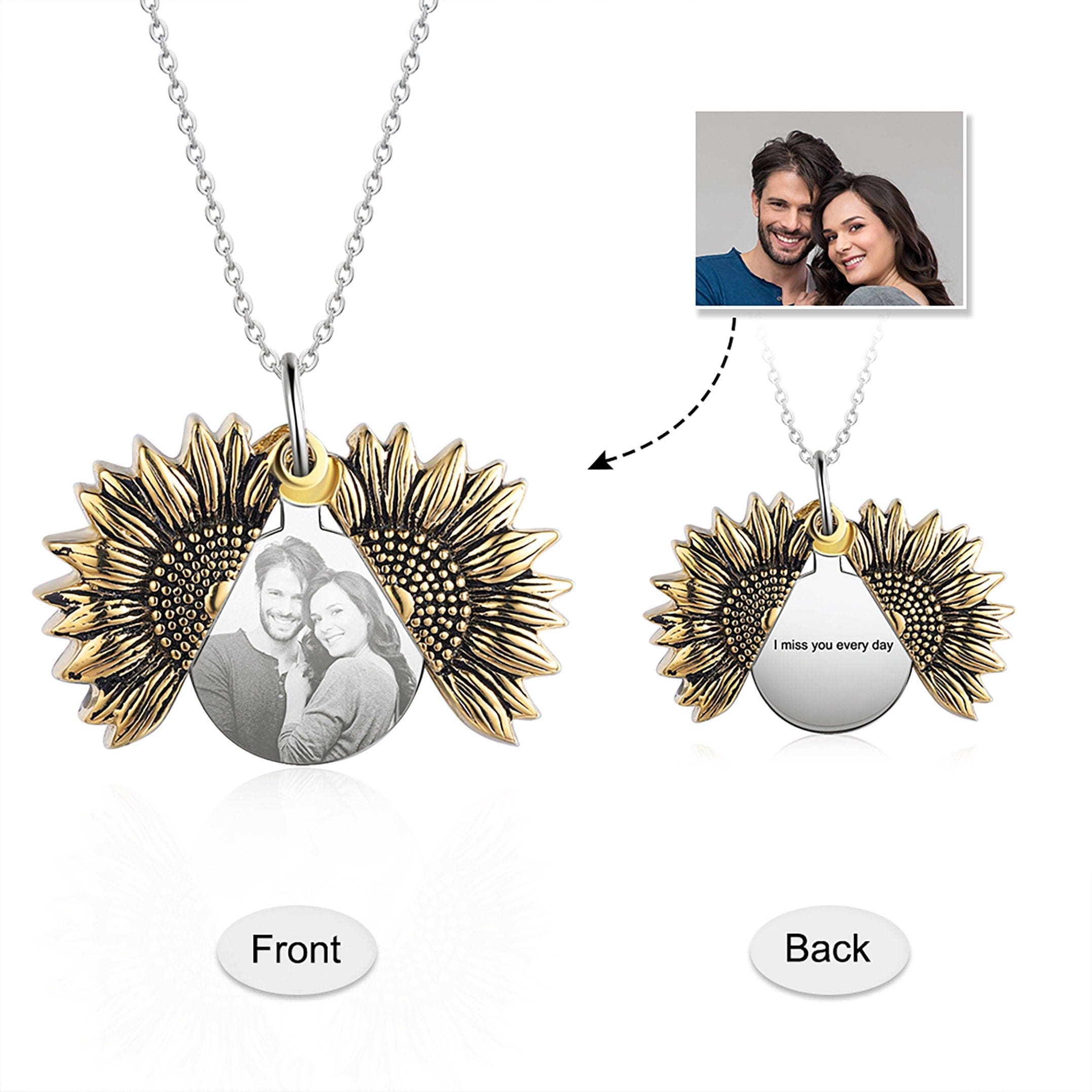 Sunflower Photo Locket Necklace